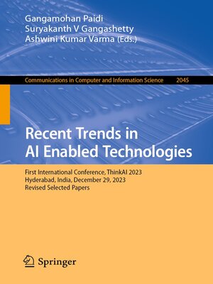 cover image of Recent Trends in AI Enabled Technologies
